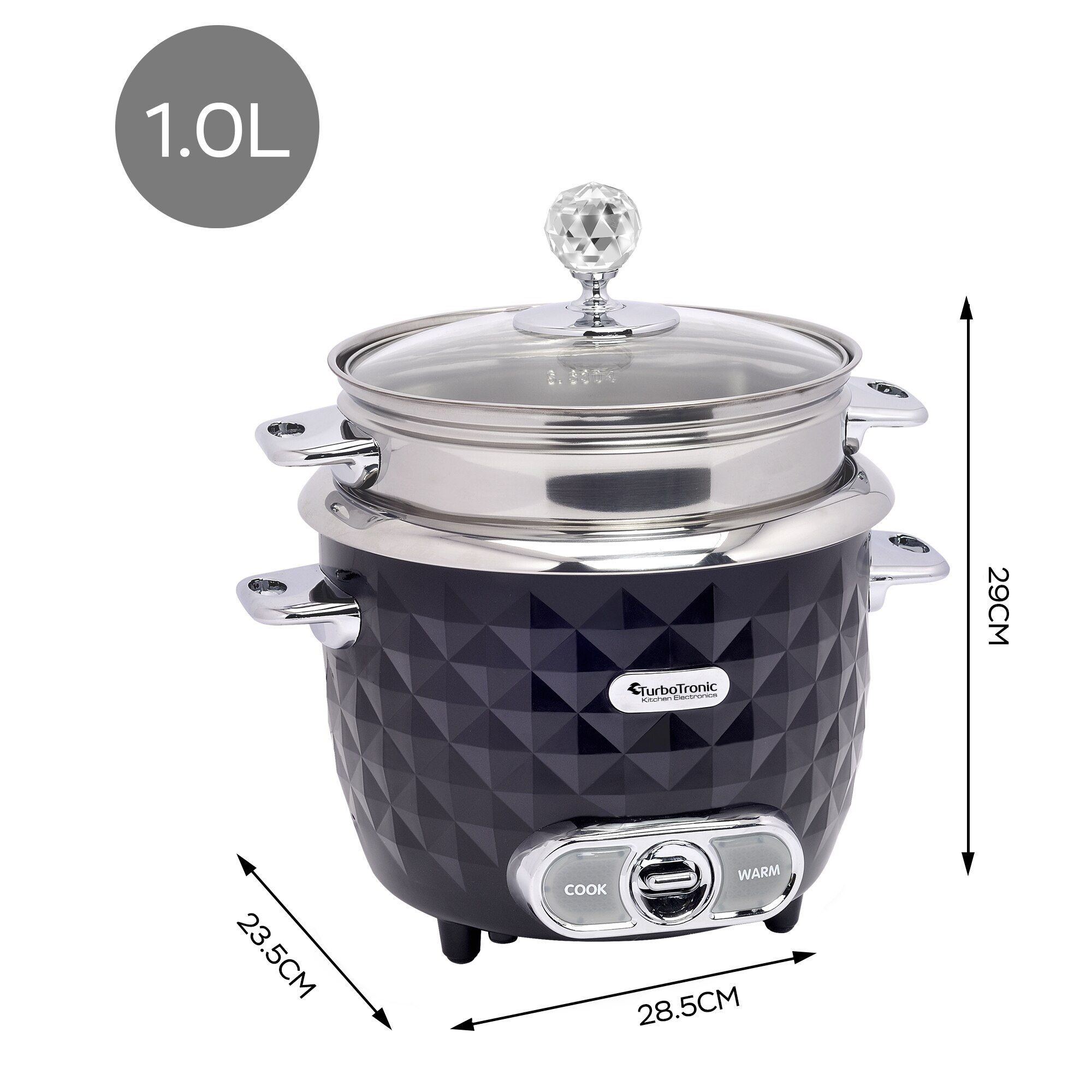 Oala de fiert orez Rice Cooker Diamond TurboTronic TTRC1D, 400 W, 1L