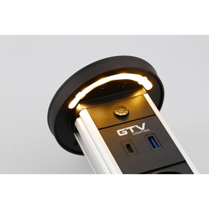 Вграден щепсел Camino, 2x Schuko+ USB-A+ USB-C+ Induction, Черен