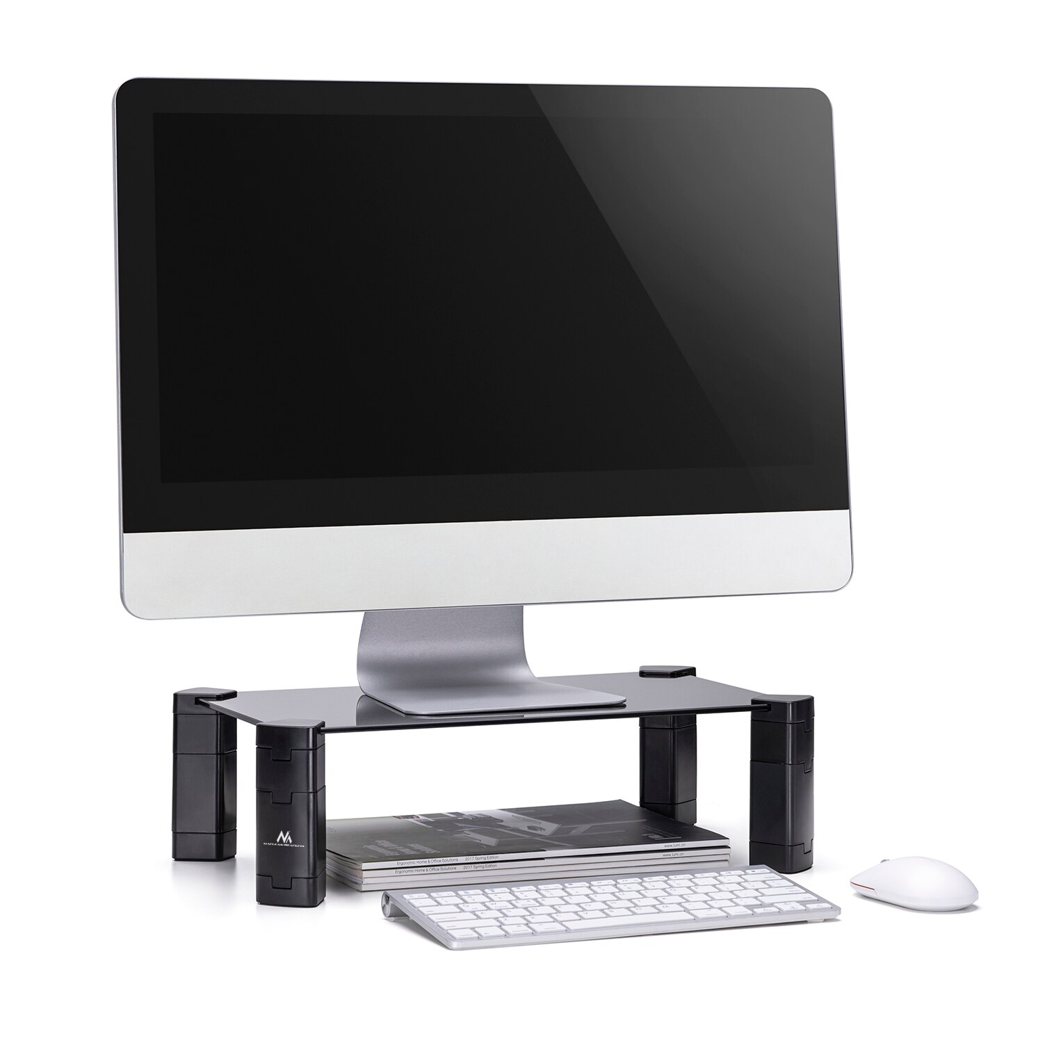 Supporto Per Monitor PC Portatile Tablet Con Cassetto In Bambù, Soluzione Ergonomica Che Allevia La Tensione Della Schiena E Delle Spalle, Solleva Monitor Altezza Giusta, Regolabile 9 Posizioni - 4