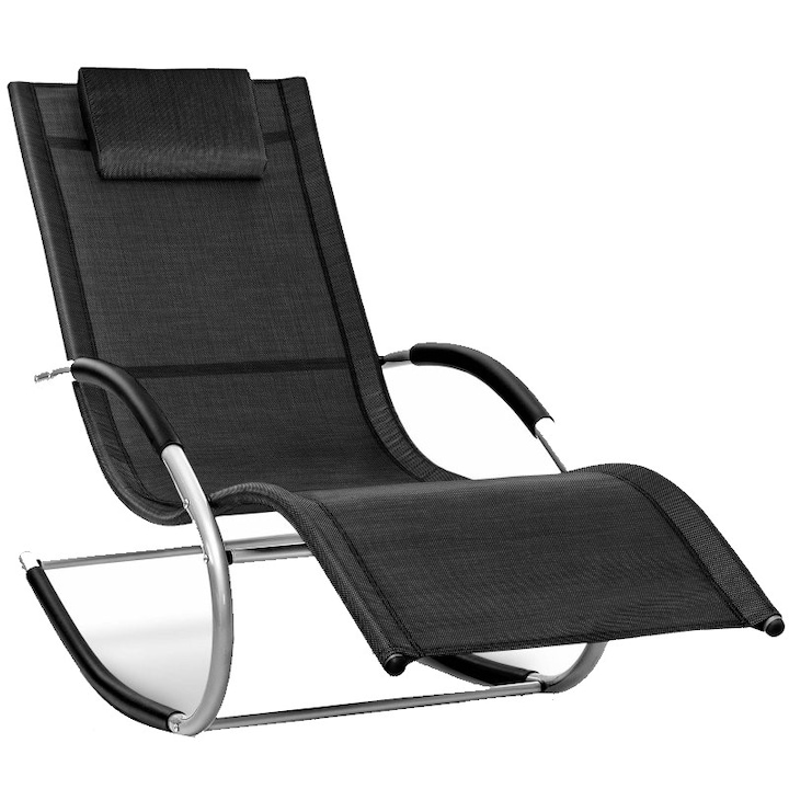 Sezlong balansoar, rezistent la intemperii, rezistent la UV, capacitate 150 kg, 175 x 78 x 89 cm, negru