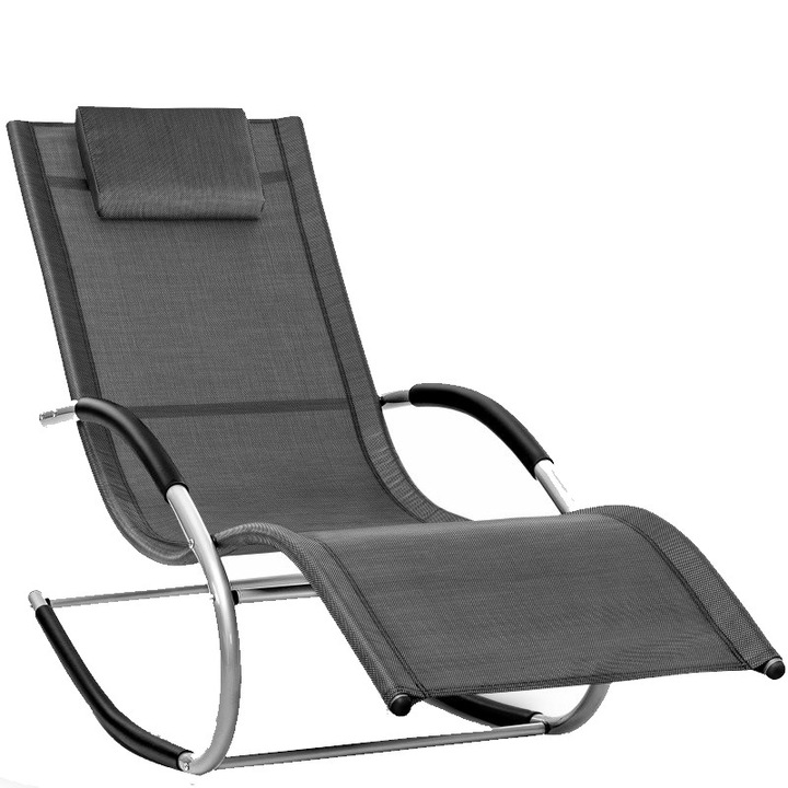 Sezlong balansoar, pliabil, rezistent la intemperii, rezistent la UV, capacitate 150 kg, 175 x 78 x 89 cm, antracit