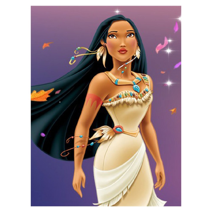 Kit pictura cu diamante 5D, Model Pocahontas, 30x40 cm, Multicolor