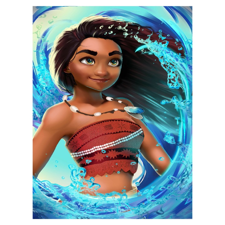 Kit pictura cu diamante 5D, Model Moana, 30x40 cm, Multicolor