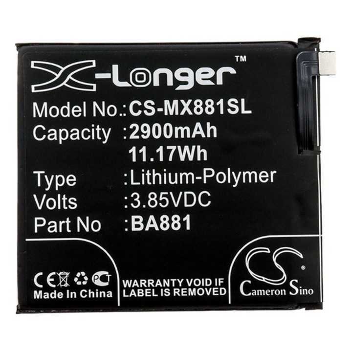 Cameron sino li-polymer akku (3,85v / 2900 mah, meizu ba881 kompatibilis), CS-MX881SL, gyártói csomagolás