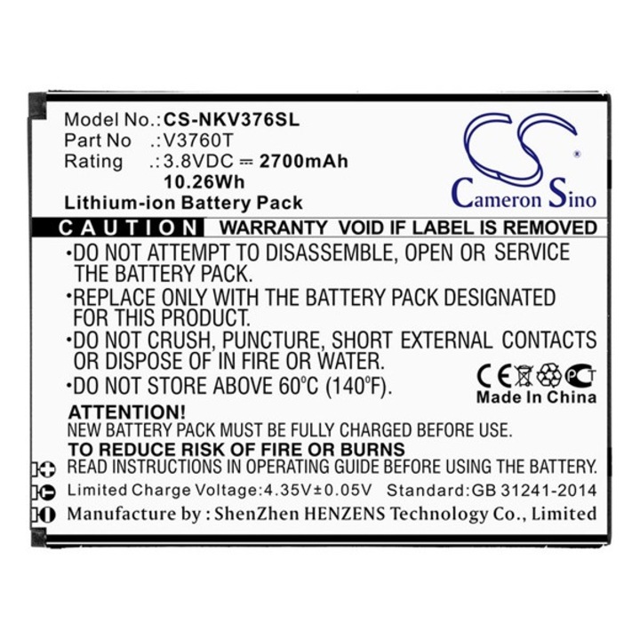 Cameron sino li-ion akku (3,8v / 2700 mah, nokia v3760t kompatibilis), CS-NKV376SL, gyártói csomagolás