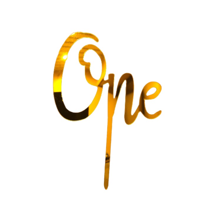 Топер за торта За 1 година, модел One, Gold, 12x14см