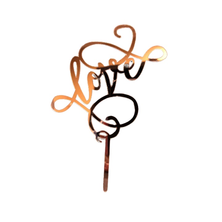 Tortafedő Love, Simple Model, Rosegold, m1, 13cm