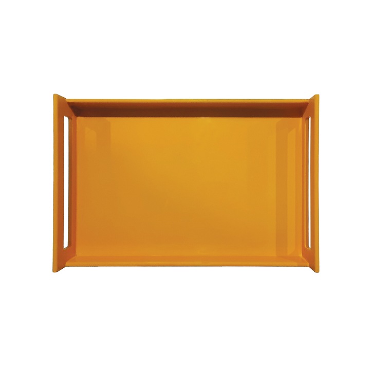 Поднос за сервиране Home Decor, Японски лак, 37х25х3 см, Жълт/Черен