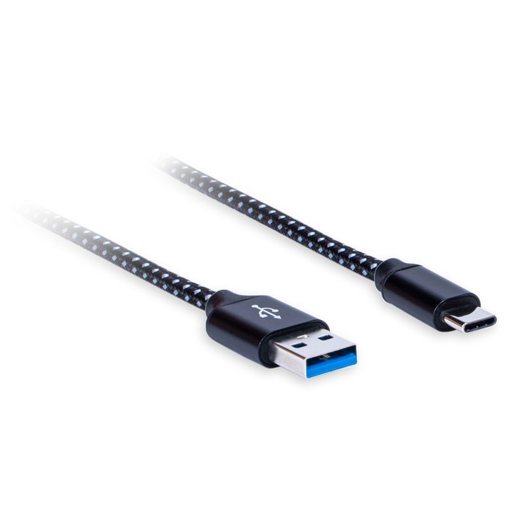 USB-C adat-/töltőkábel, 1,8 m, fekete
