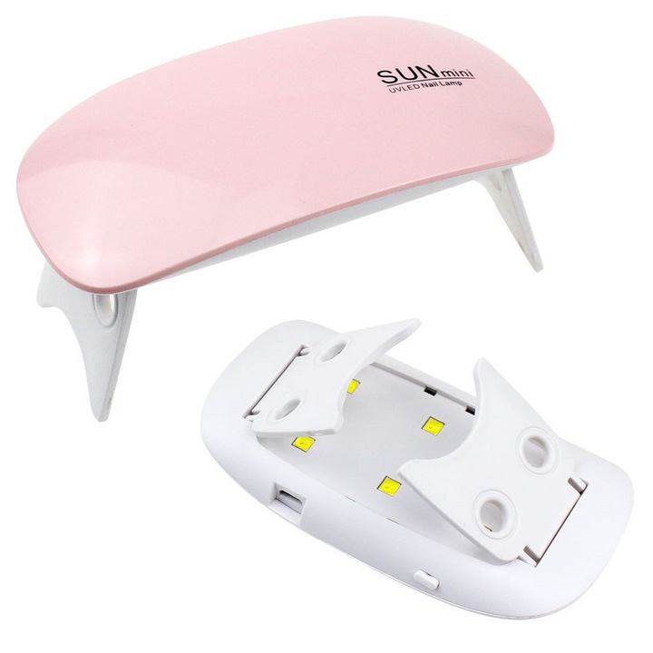 Lámpa manikűrhöz és pedikűrhöz SUN Mini, rózsaszín, UV LED, 6W