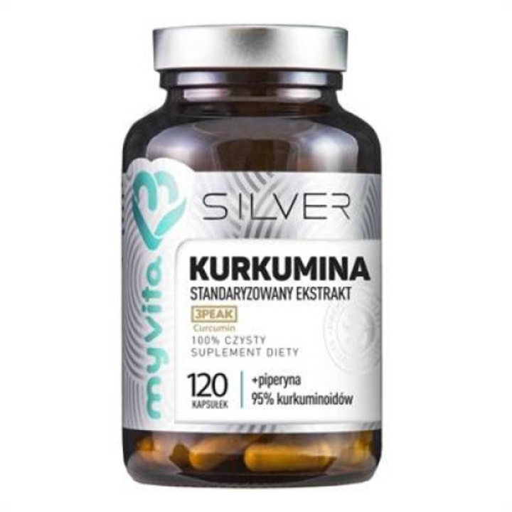 Étrend-kiegészítő, MyVita, Silver Pure 100% Curcumin, 120 kapszula