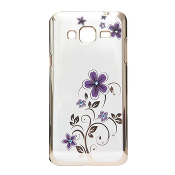 Capac protectie spate, Cellara, colectia flori, pentru Samsung Galaxy J3 2016, Mov Capac protectie spate, Cellara, colectia flori, pentru Samsung Galaxy J3 2016, Mov