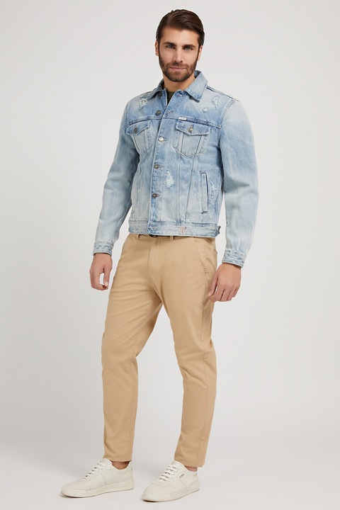 GUESS, Jacheta regular fit din denim, Albastru deschis
