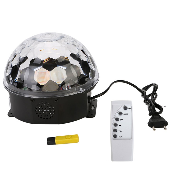 Glob disco cu lumini LED Mara Shop, bluetooth, USB, MP3 Player