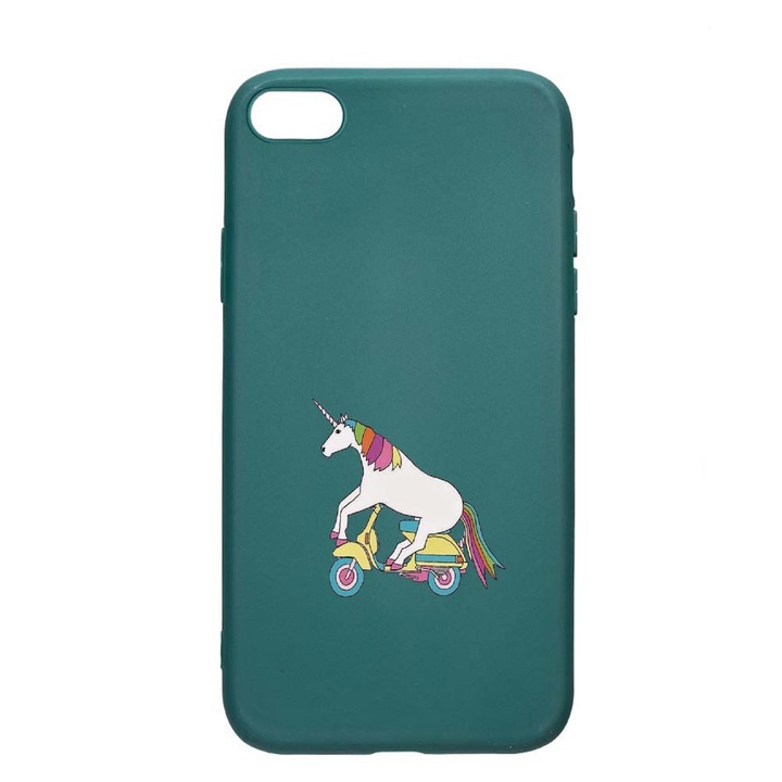 Силиконов калъф Unique за Apple iPhone SE 2022, Unicorn On The Road, Forest Green, FG 528