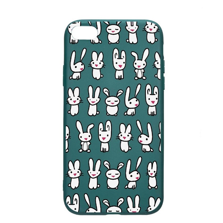 Силиконов калъф Unique за Apple iPhone SE 2022, Rabbits, Forest Green, FG 691