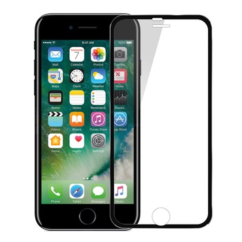 Folie sticla securizata cu rama metalica iPhone 8 Plus/iPhone 7 Plus, 3D, protectie completa ecran si margini curbate, Negru
