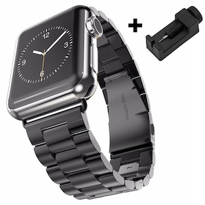 Curea Metalica compatibila cu Apple Watch Ultra3/Ultra 2/Ultra/SE3/SE2/SE/11/10/9/8/7/6/5/4/3/2/1 - 42/44/45/46/49MM CASEY STUDIOS™, din Otel Inoxidabil, Negru