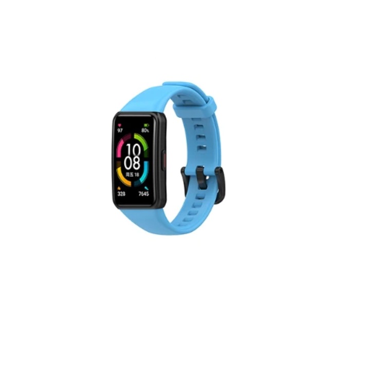 Szilikon szíjjal kompatibilis Huawei Band 6/ Honor Band 6 okosóra, gyorskioldó, kékeszöld kék