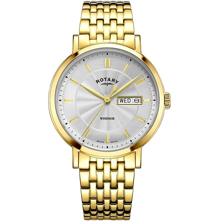 Ceas barbatesc Rotary Quartz, 37mm, 5ATM, Argintiu, Otel