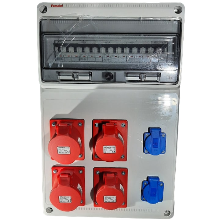 Tablou electric echipat organizare de santier 16 module 506x330mm cu 4 prize 5 poli 16A si 2 monofazice shuko IP44 IK08