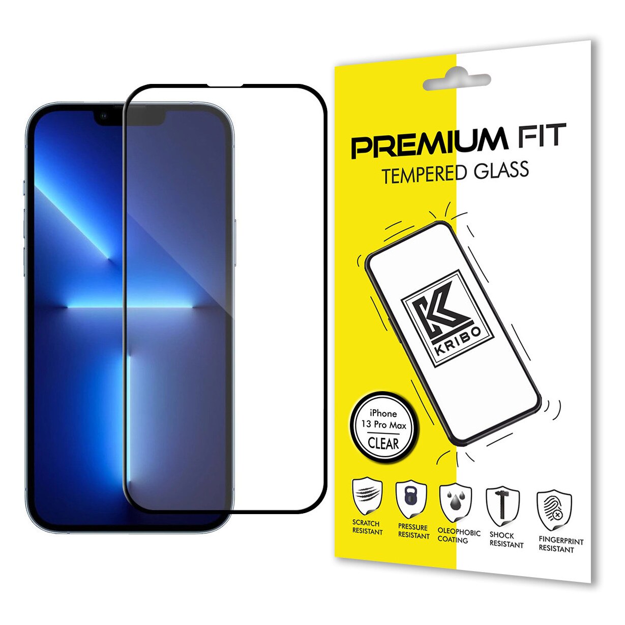 Folie Sticla Kribo, Premium Fit, pentru Apple iPhone 14 Plus / 13 Pro Max, Transparenta HD, Protectie Ecran Premium, Full Cover, Full Glue