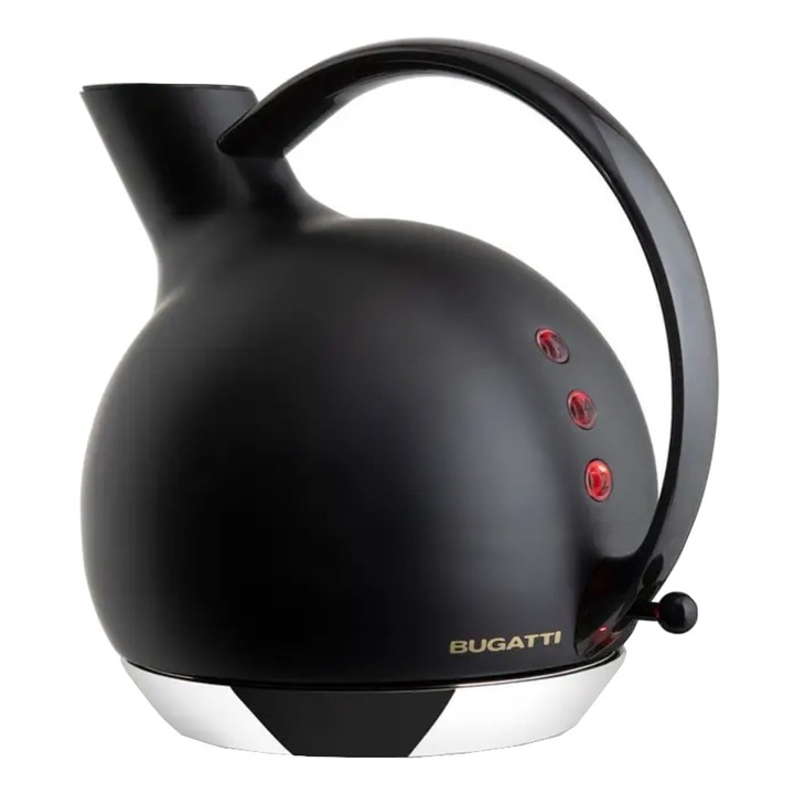 Elektromos vízforraló Casa Bugatti, Giulietta, 1,2 liter, állítható hőmérséklet, integrált szűrő, automata leállító, ergonomikus fogantyú, elegáns kivitel, rozsdamentes acél, matt fekete