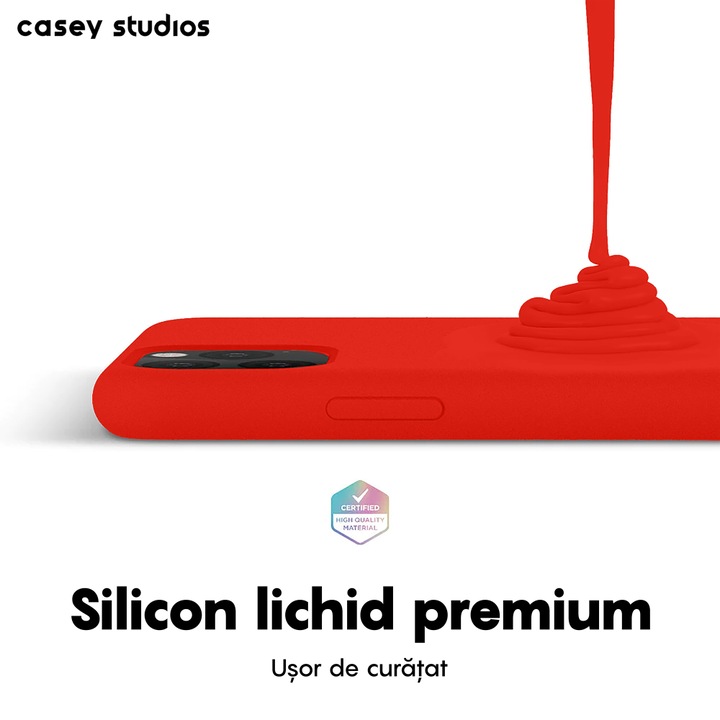 Husa CASEY STUDIOS™ pentru iPhone 11 Pro, Soft Silicone Premium, Microfibra in Interior, Red, de Protectie, Ultra Slim, pentru Incarcare Wireless, Margini Ridicate pentru Protectia Ecranului si a Camerelor