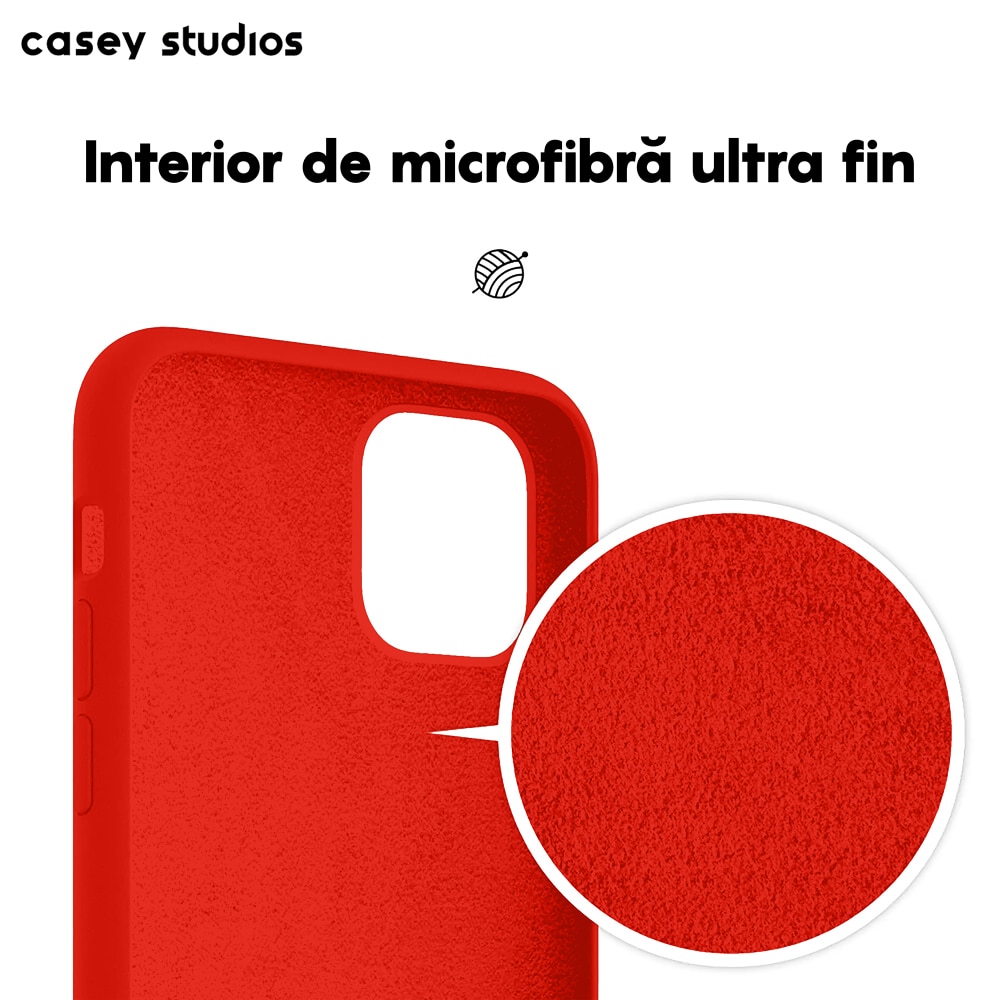 Husa CASEY STUDIOS™ pentru Apple iPhone 11 Pro, Soft Silicone Premium, Microfibra in Interior, Red, de Protectie, Ultra Slim, pentru Incarcare Wireless, Margini Ridicate pentru Protectia Ecranului si a Camerelor