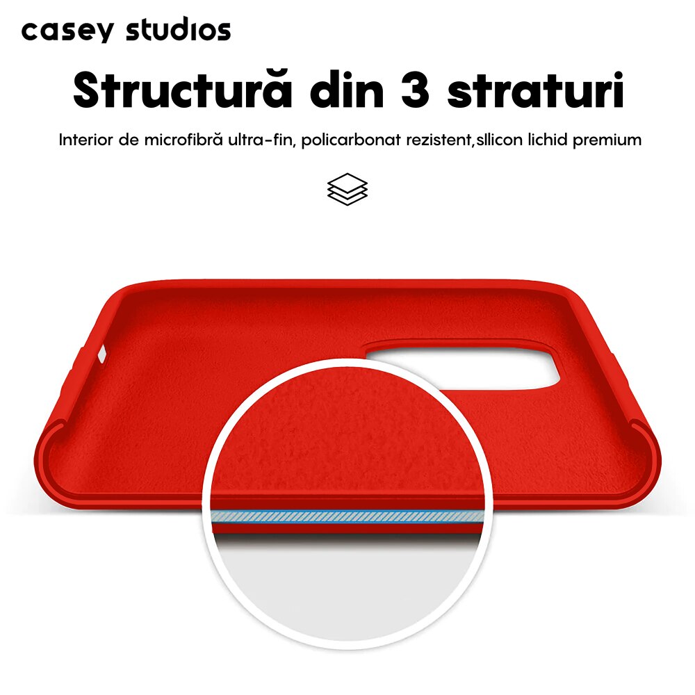 Husa CASEY STUDIOS™ pentru Apple iPhone 11 Pro, Soft Silicone Premium, Microfibra in Interior, Red, de Protectie, Ultra Slim, pentru Incarcare Wireless, Margini Ridicate pentru Protectia Ecranului si a Camerelor