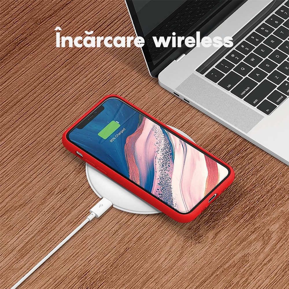 Husa CASEY STUDIOS™ compatibila cu iPhone 11 Pro Max, Soft Silicone Premium, Microfibra in Interior, Red, de Protectie, Ultra Slim, pentru Incarcare Wireless, Margini Ridicate de Protectia Ecranului si a Camerelor