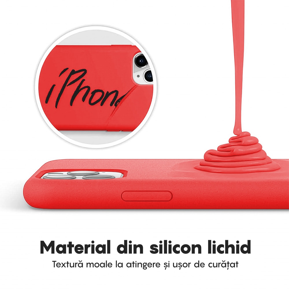 Husa CASEY STUDIOS™ compatibila cu iPhone 11 Pro Max, Soft Silicone Premium, Microfibra in Interior, Red, de Protectie, Ultra Slim, pentru Incarcare Wireless, Margini Ridicate de Protectia Ecranului si a Camerelor