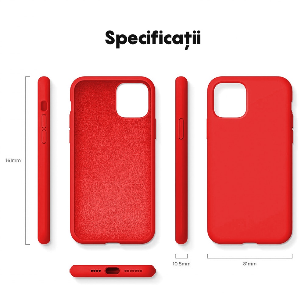 Husa CASEY STUDIOS™ compatibila cu iPhone 11 Pro Max, Soft Silicone Premium, Microfibra in Interior, Red, de Protectie, Ultra Slim, pentru Incarcare Wireless, Margini Ridicate de Protectia Ecranului si a Camerelor