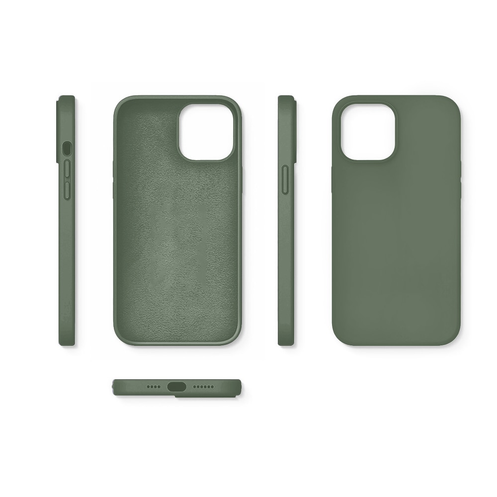 Husa CASEY STUDIOS™ compatibila cu iPhone 12 Mini, Soft Silicone Premium, Microfibra in Interior, Webster Green, de Protectie, Ultra Slim, pentru Incarcare Wireless, Margini Ridicate de Protectia Ecranului si a Camerelor