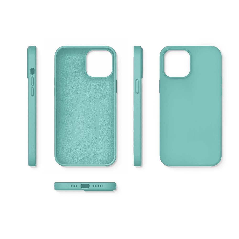 Husa CASEY STUDIOS™ compatibila cu iPhone 12 Pro Max, Soft Silicone Premium, Microfibra in Interior, Turqoise, de Protectie, Ultra Slim, pentru Incarcare Wireless, Margini Ridicate de Protectia Ecranului si a Camerelor