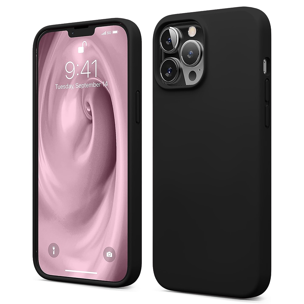 Husa CASEY STUDIOS™ compatibila cu iPhone 12 Mini, Soft Silicone Premium, Microfibra in Interior, Negru, de Protectie, Ultra Slim, pentru Incarcare Wireless, Margini Ridicate de Protectia Ecranului si a Camerelor