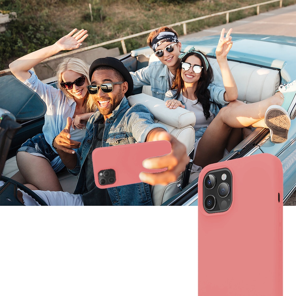 Husa CASEY STUDIOS™ compatibila cu iPhone 12 Mini, Soft Silicone Premium, Microfibra in Interior, Roz, de Protectie, Ultra Slim, pentru Incarcare Wireless, Margini Ridicate de Protectia Ecranului si a Camerelor
