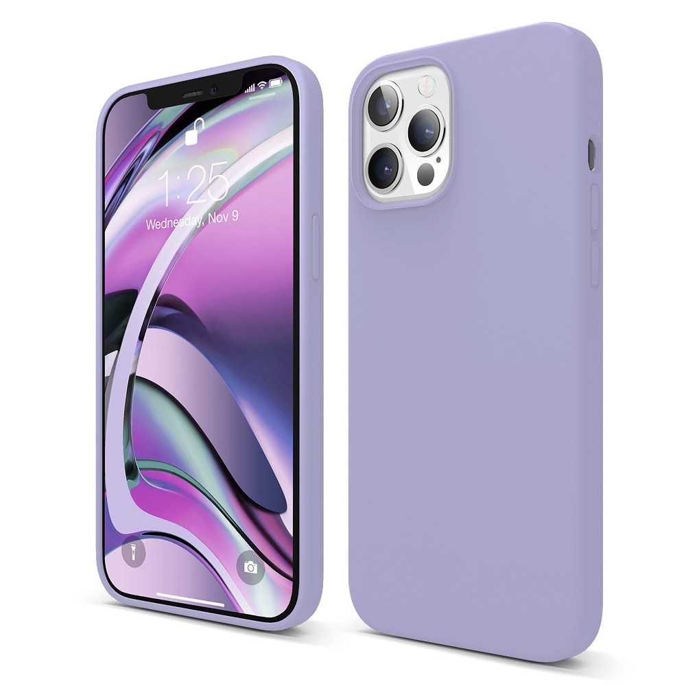 Husa CASEY STUDIOS™ compatibila cu iPhone 12 / 12 Pro, Soft Silicone Premium, Microfibra in Interior, Light Lilac, de Protectie, Ultra Slim, pentru Incarcare Wireless, Margini Ridicate de Protectia Ecranului si a Camerelor