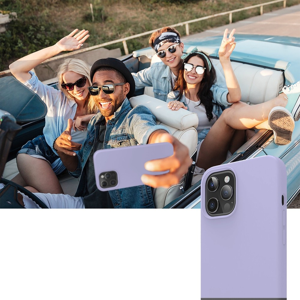 Husa CASEY STUDIOS™ compatibila cu iPhone 12 / 12 Pro, Soft Silicone Premium, Microfibra in Interior, Light Lilac, de Protectie, Ultra Slim, pentru Incarcare Wireless, Margini Ridicate de Protectia Ecranului si a Camerelor