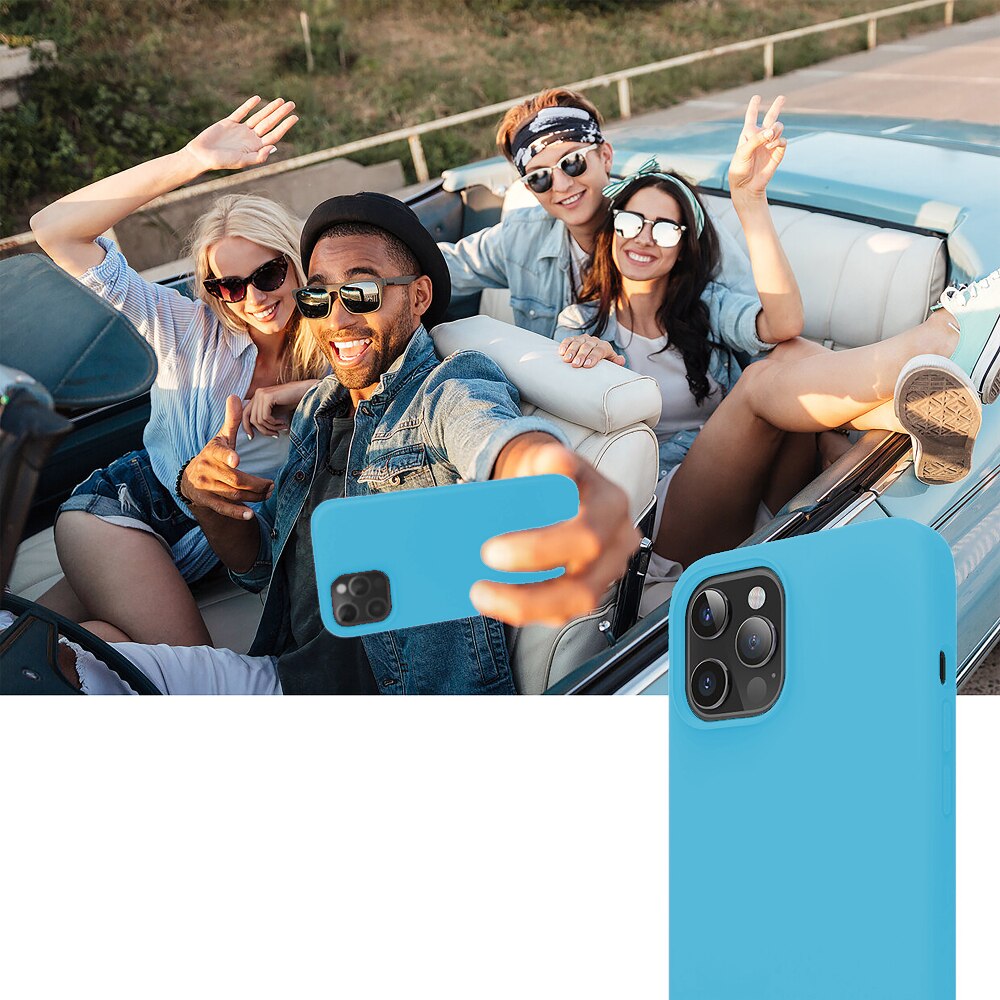 Husa CASEY STUDIOS™ compatibila cu iPhone 12 Pro Max, Soft Silicone Premium, Microfibra in Interior, Cadet Blue, de Protectie, Ultra Slim, pentru Incarcare Wireless, Margini Ridicate de Protectia Ecranului si a Camerelor