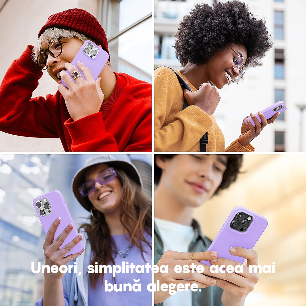 Husa CASEY STUDIOS™ compatibila cu iPhone 13 Pro Max, Soft Silicone Premium, Microfibra in Interior, Light Lilac, de Protectie, Ultra Slim, pentru Incarcare Wireless, Margini Ridicate de Protectia Ecranului si a Camerelor