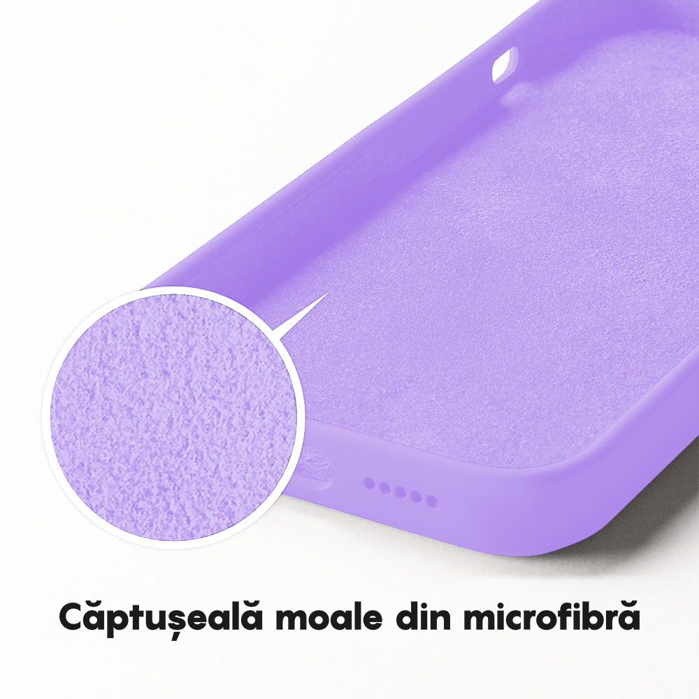 Husa CASEY STUDIOS™ compatibila cu iPhone 13 Pro Max, Soft Silicone Premium, Microfibra in Interior, Light Lilac, de Protectie, Ultra Slim, pentru Incarcare Wireless, Margini Ridicate de Protectia Ecranului si a Camerelor