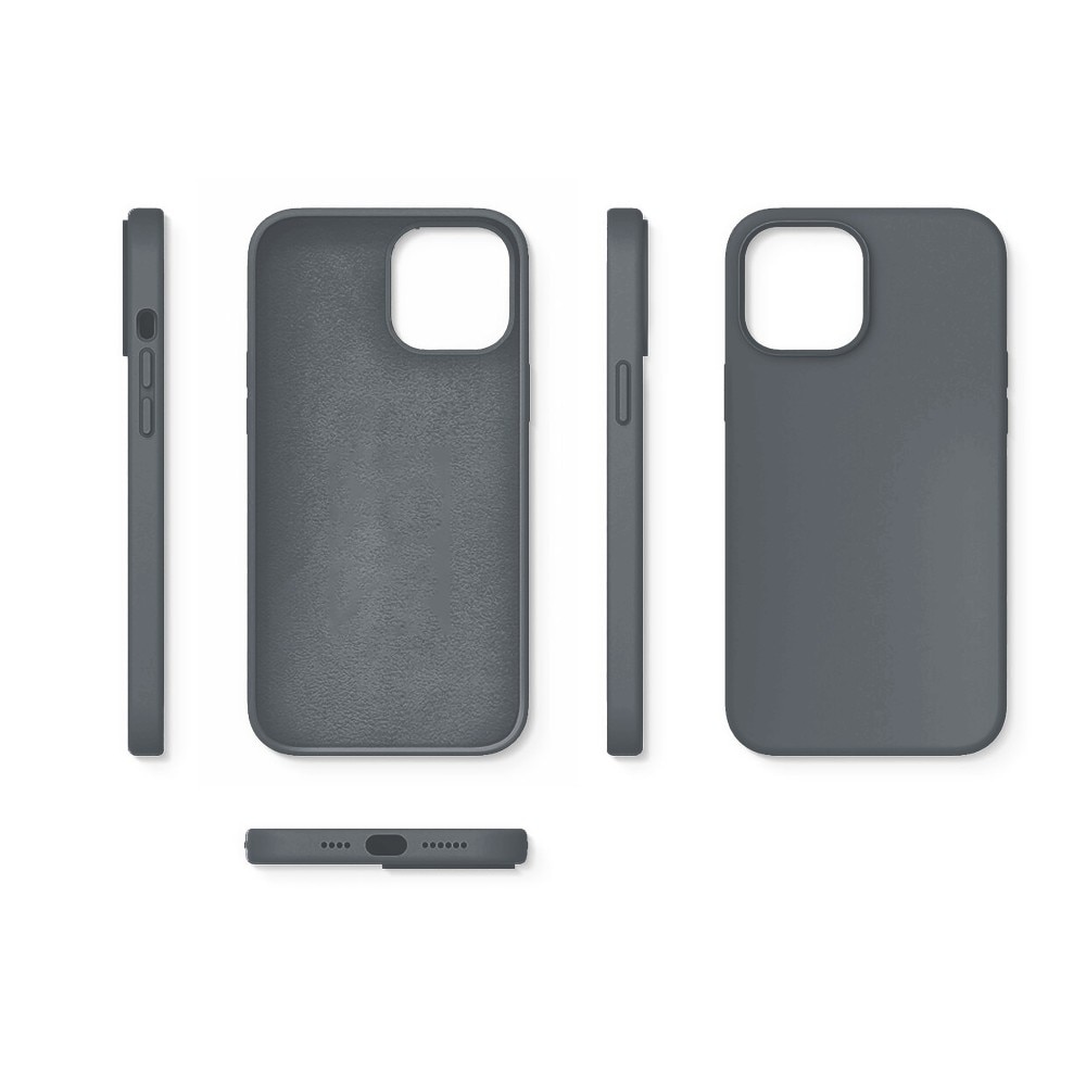Husa CASEY STUDIOS™ pentru Apple iPhone 12 Mini, Soft Silicone Premium, Microfibra in Interior, Dark Gray, de Protectie, Ultra Slim, pentru Incarcare Wireless, Margini Ridicate pentru Protectia Ecranului si a Camerelor