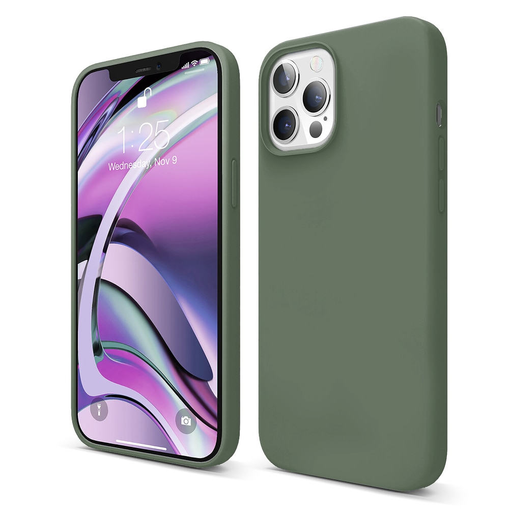 Husa CASEY STUDIOS™ compatibila cu iPhone 12 Pro Max, Soft Silicone Premium, Microfibra in Interior, Webster Green, de Protectie, Ultra Slim, pentru Incarcare Wireless, Margini Ridicate de Protectia Ecranului si a Camerelor