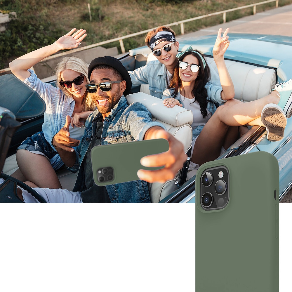 Husa CASEY STUDIOS™ compatibila cu iPhone 12 Pro Max, Soft Silicone Premium, Microfibra in Interior, Webster Green, de Protectie, Ultra Slim, pentru Incarcare Wireless, Margini Ridicate de Protectia Ecranului si a Camerelor