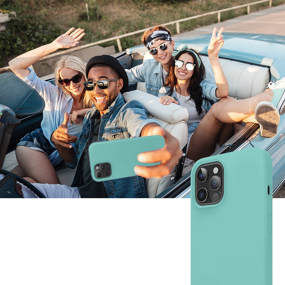 Husa CASEY STUDIOS™ compatibila cu iPhone 12 Pro Max, Soft Silicone Premium, Microfibra in Interior, Turqoise, de Protectie, Ultra Slim, pentru Incarcare Wireless, Margini Ridicate de Protectia Ecranului si a Camerelor