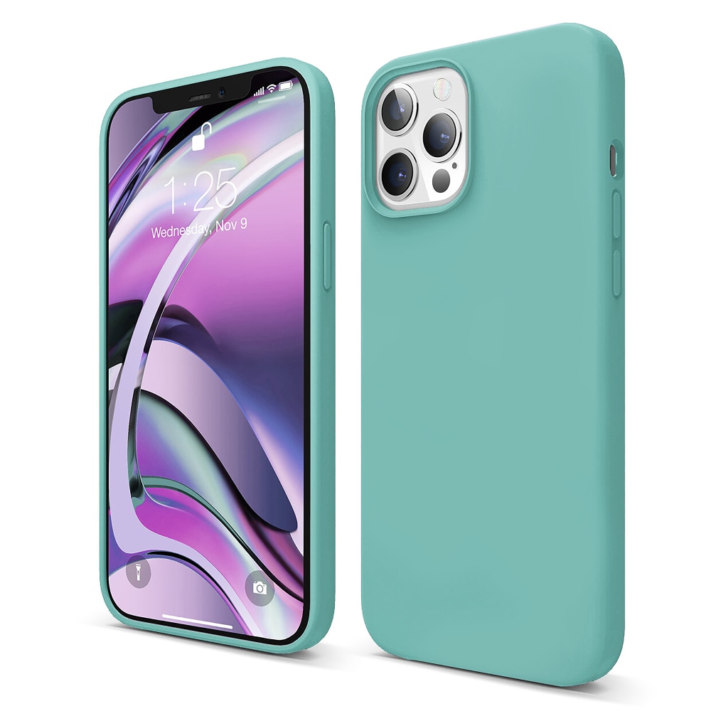 Husa CASEY STUDIOS™ compatibila cu iPhone 12 Pro Max, Soft Silicone Premium, Microfibra in Interior, Turqoise, de Protectie, Ultra Slim, pentru Incarcare Wireless, Margini Ridicate de Protectia Ecranului si a Camerelor