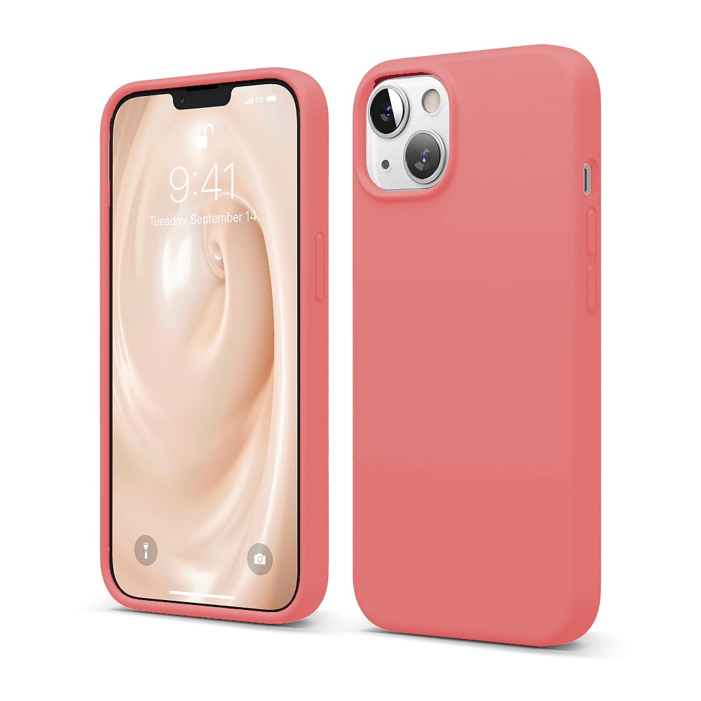 Husa CASEY STUDIOS™ compatibila cu iPhone 13 Mini, Soft Silicone Premium, Microfibra in Interior, Roz, de Protectie, Ultra Slim, pentru Incarcare Wireless, Margini Ridicate de Protectia Ecranului si a Camerelor