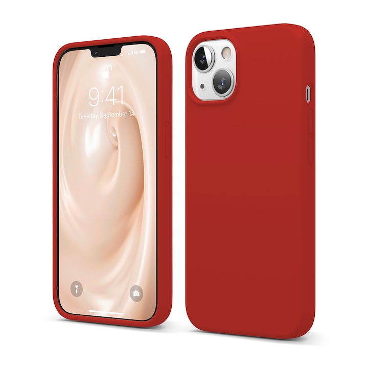 Casey Studios Premium puha szilikon tok iPhone 13 Mini készülékhez, ultravékony, szilikon, mikroszálas belső, Piros