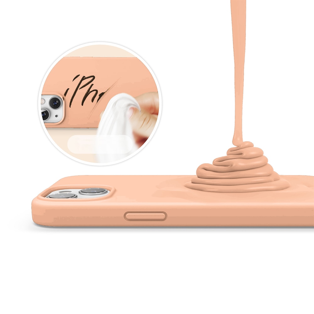 Husa CASEY STUDIOS™ pentru iPhone 13, Soft Silicone Premium, 30+ Culori, Microfibra in Interior, Pink Sand, de Protectie, Ultra Slim, pentru Incarcare Wireless, Margini Ridicate pentru Protectia Ecranului si a Camerelor